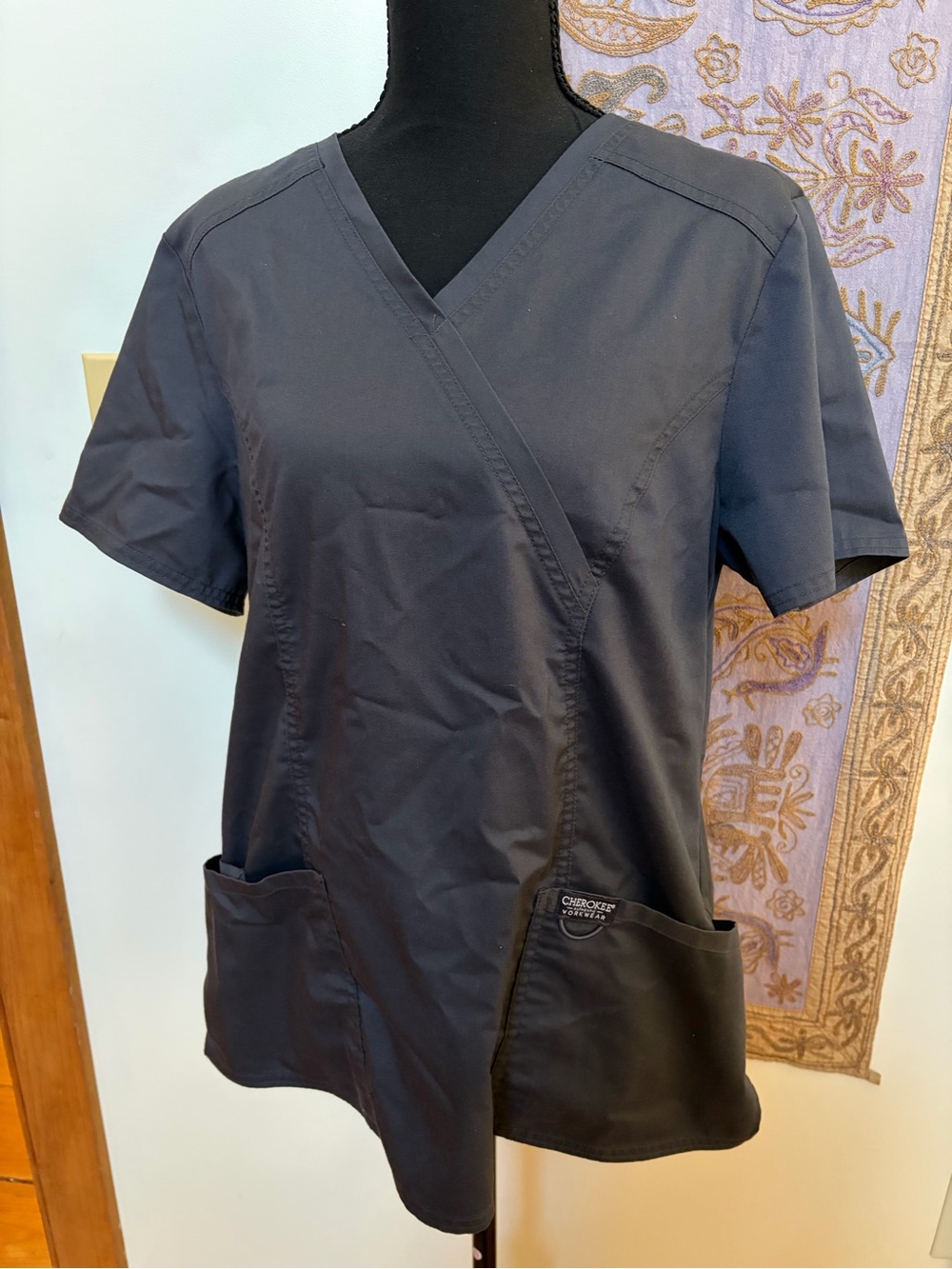 Cherokee Revolution Mock Wrap Scrub Top